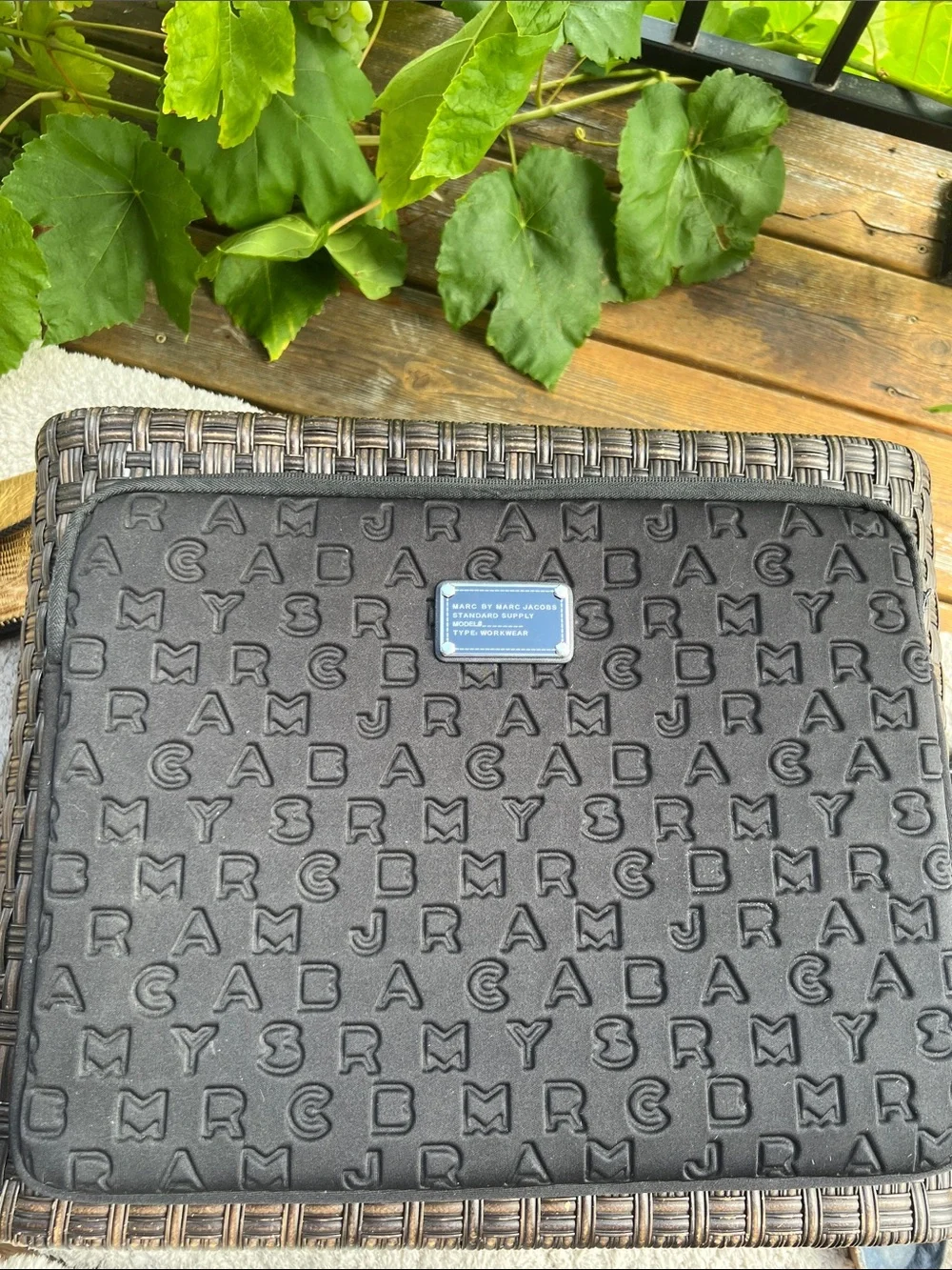Marc by Marc Jacobs Black Embossed Logo Tech Sleeve